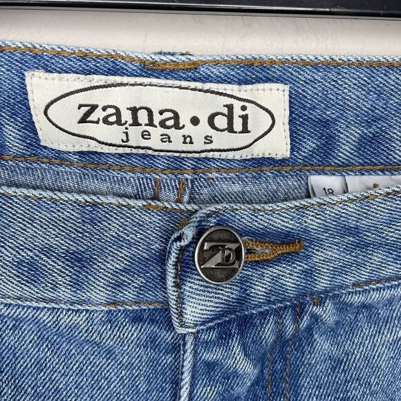 ZanaDi Jeans Womens 18 Flare Bell Bottoms Hippie Raw Hem Hearts VTG Y2K - Picture 3 of 10